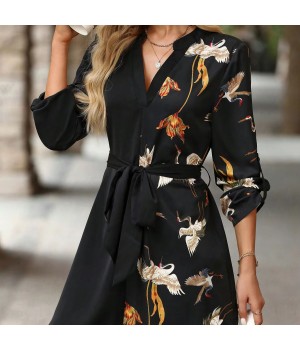 Custom printed mini dresses women chiffon dresses for women and evening dress for elegant woman