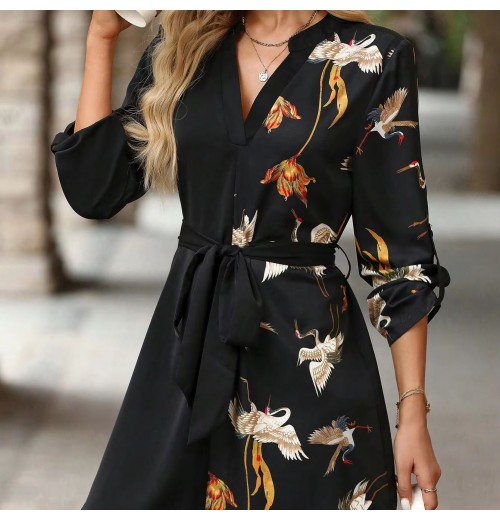 Custom printed mini dresses women chiffon dresses for women and evening dress for elegant woman