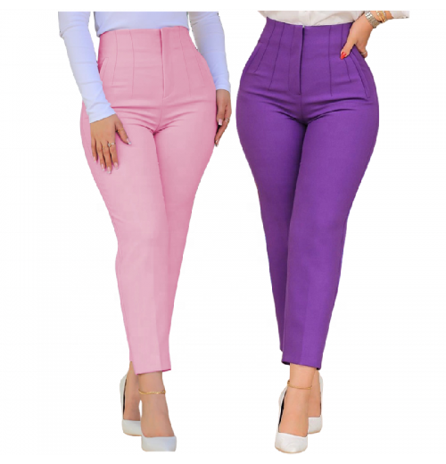 C0408 Hot Selling Summer Office Pants For Women High Waist Slim Fit Solid Casual Trousers Women Suit Pants For Ladies