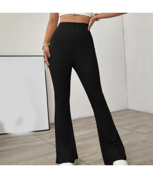 High quality lounge plain casual high waist wholesale wide leg ladies flared women's pants & trousers for women