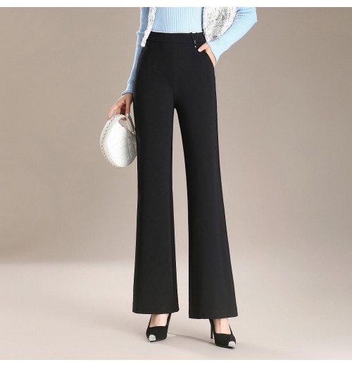 New Designs Office Lady High Waist Pleated Women Trousers Custom Logo Fashion Casual Wide Leg Pants