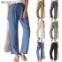 TONGYANG New Women's Wide Leg Palazzo Pants Cotton Linen Drawstring Cropped Pants Trousers Large Loose Cotton Hemp Casual Pants